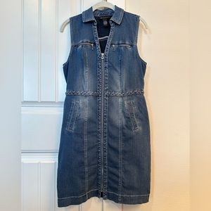 INC International Concepts/zip front denim dress w/pockets/8P